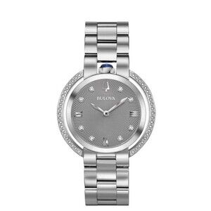 Bulova Rubaiyat Diamond Watch Women‎ OS Silver Excellent Sapphire 96P184